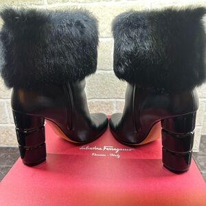 Ferragamo leather boots with the fur , size 9 B